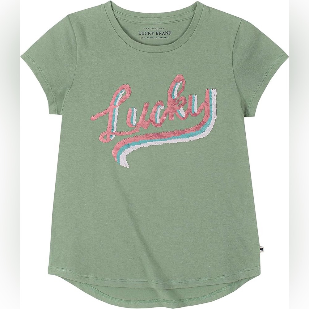 Girl’s Lucky Brand Flip Sequins Short Sleeve Top